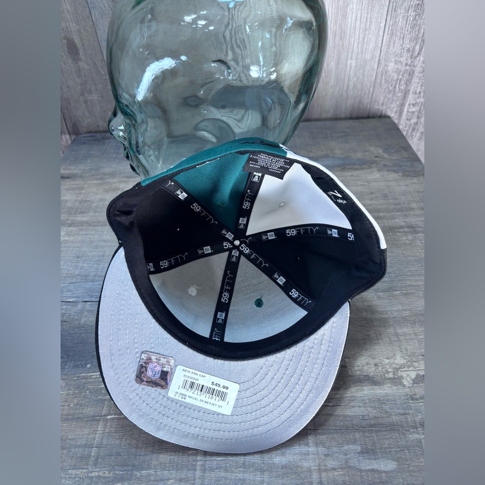 NY Jets Fitted Hat 7 3/8 New Era 59FIFTY NFL Green White Cap NWT - Picture 6 of 8